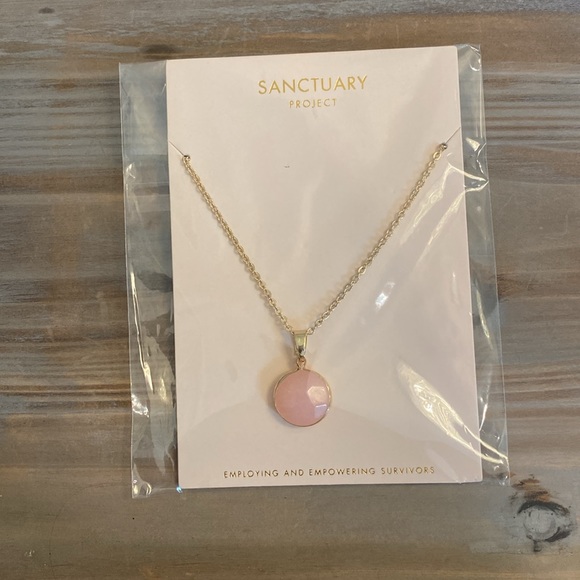 Sanctuary Project Rose Quartz Round Pendant Necklace Gold - Picture 2 of 5